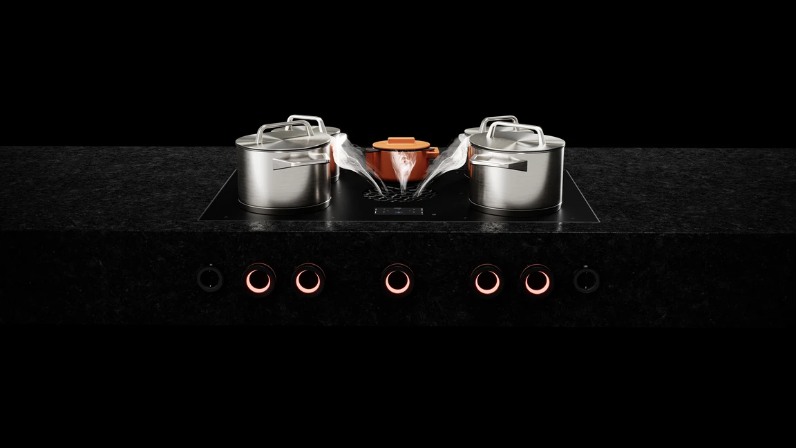 BORA cooktop extraction in use